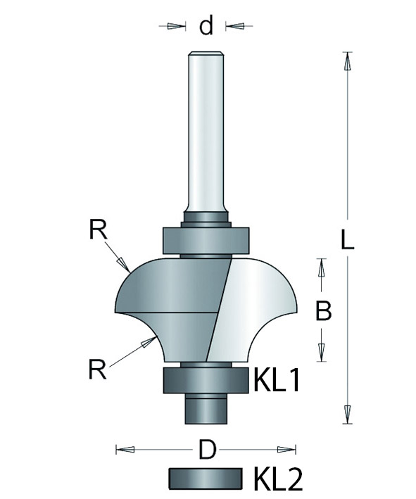 137-8 HM MultiProfielfrees Octocut met Onderlager R=8 d=8